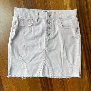 Old Navy Sz 14 Light Pink Denim Distressed Skirt